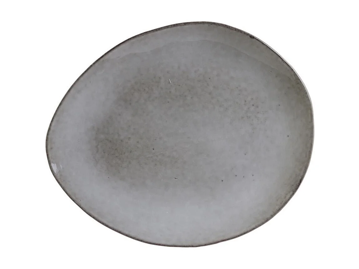 Set de 6 assiettes à dessert galet en céramique au grés du temps gris (22x18cm) - GALET