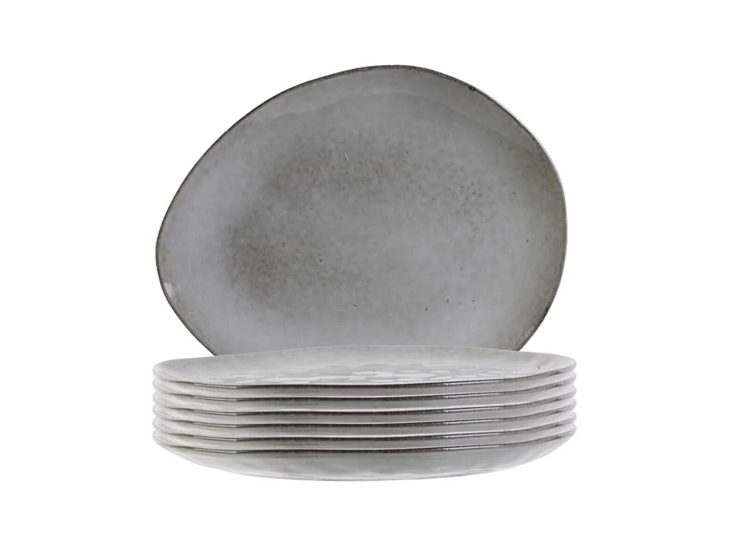 Set de 6 assiettes à dessert galet en céramique au grés du temps gris (22x18cm) - GALET