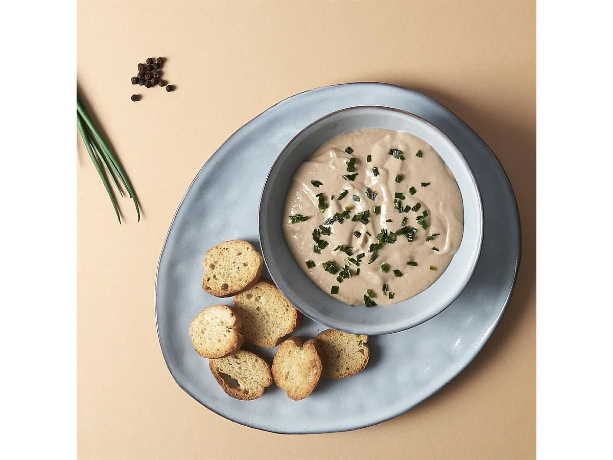 Set de 6 assiettes à dessert galet en céramique au grés du temps gris (22x18cm) - GALET