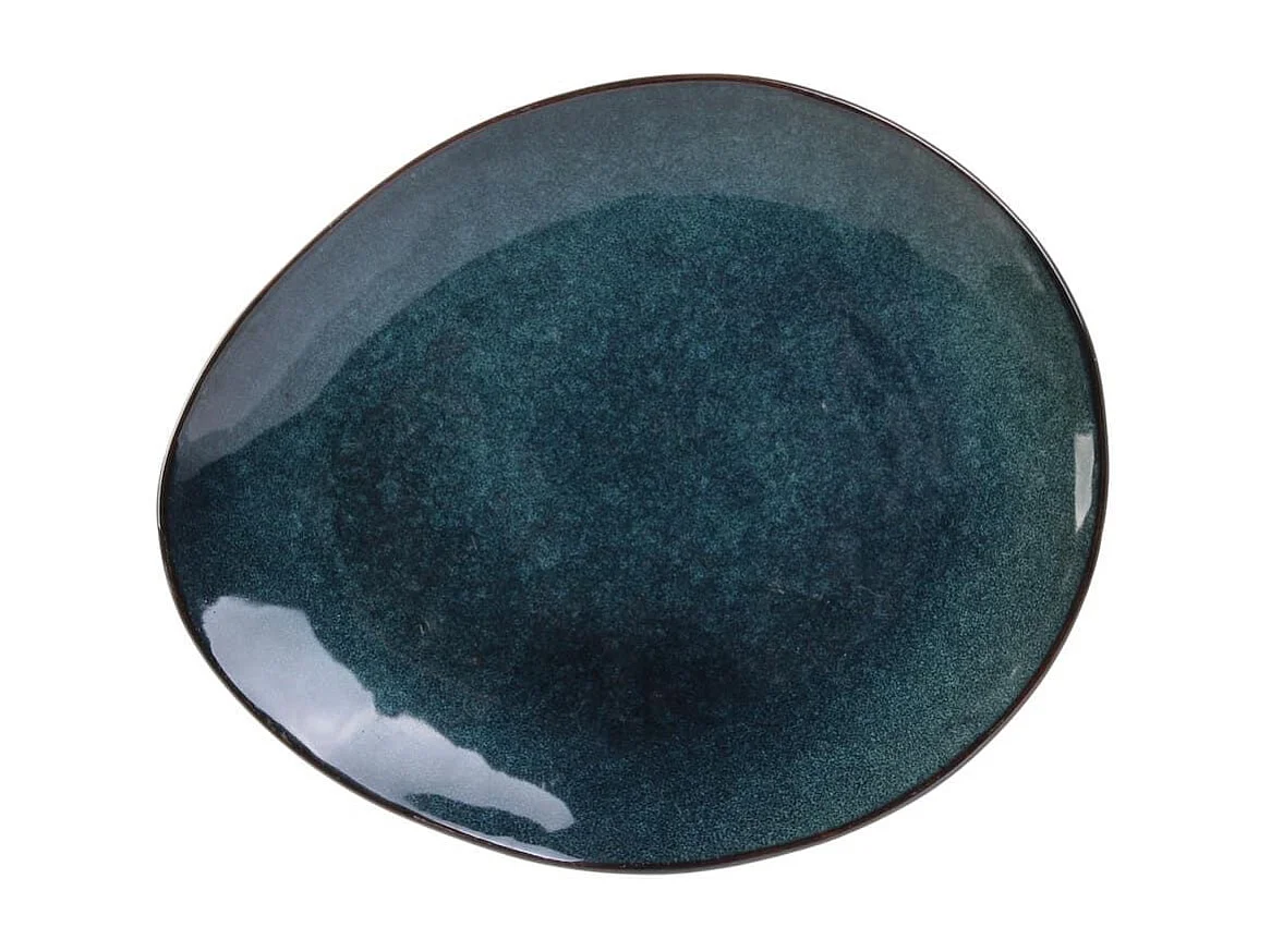 Set de 6 assiettes à dessert galet en céramique au grés du temps bleu (22x18cm) - GALET