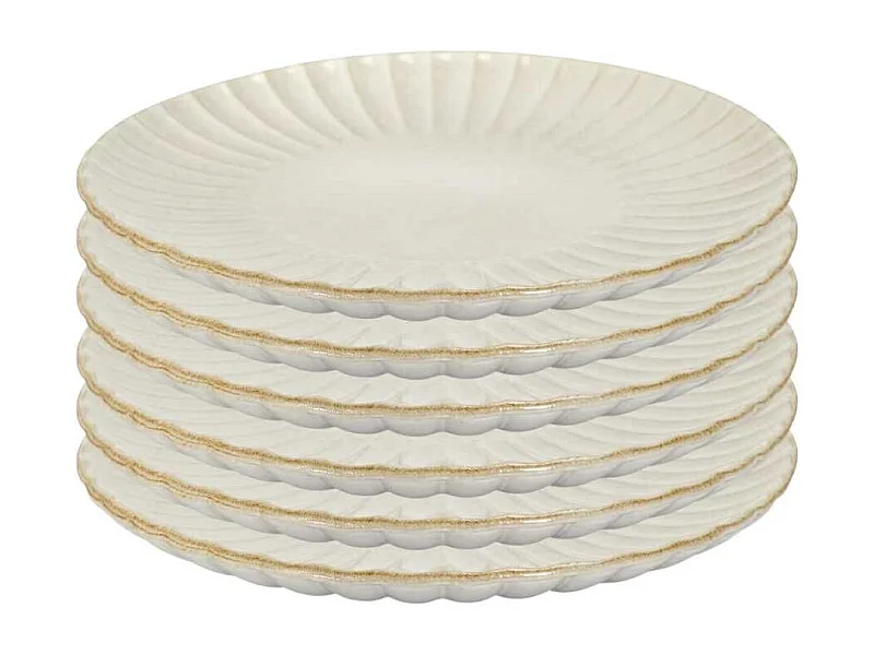 Set de 6 assiettes à dessert beiges en céramique (Ø21,7cm) - SHELLY