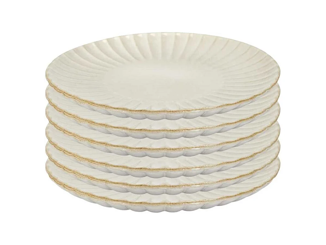 Set de 6 assiettes à dessert beiges en céramique (Ø21,7cm) - SHELLY