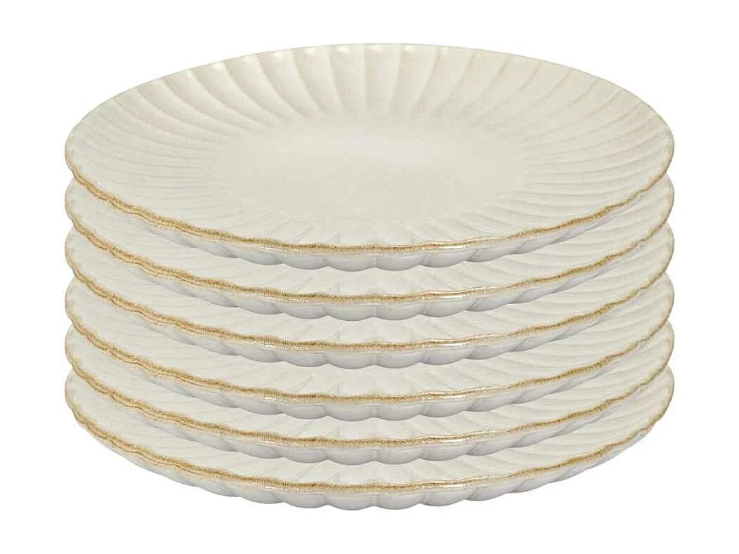 Set de 6 assiettes à dessert beiges en céramique (Ø21,7cm) - SHELLY