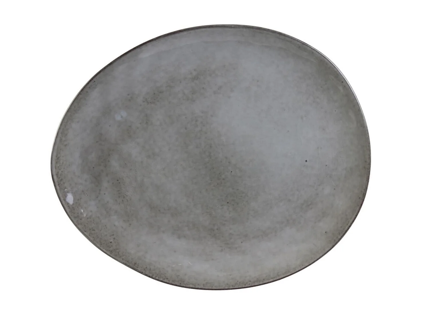 Set de 6 assiettes plates galet en céramique au grés du temps gris (27.5x23cm) - GALET