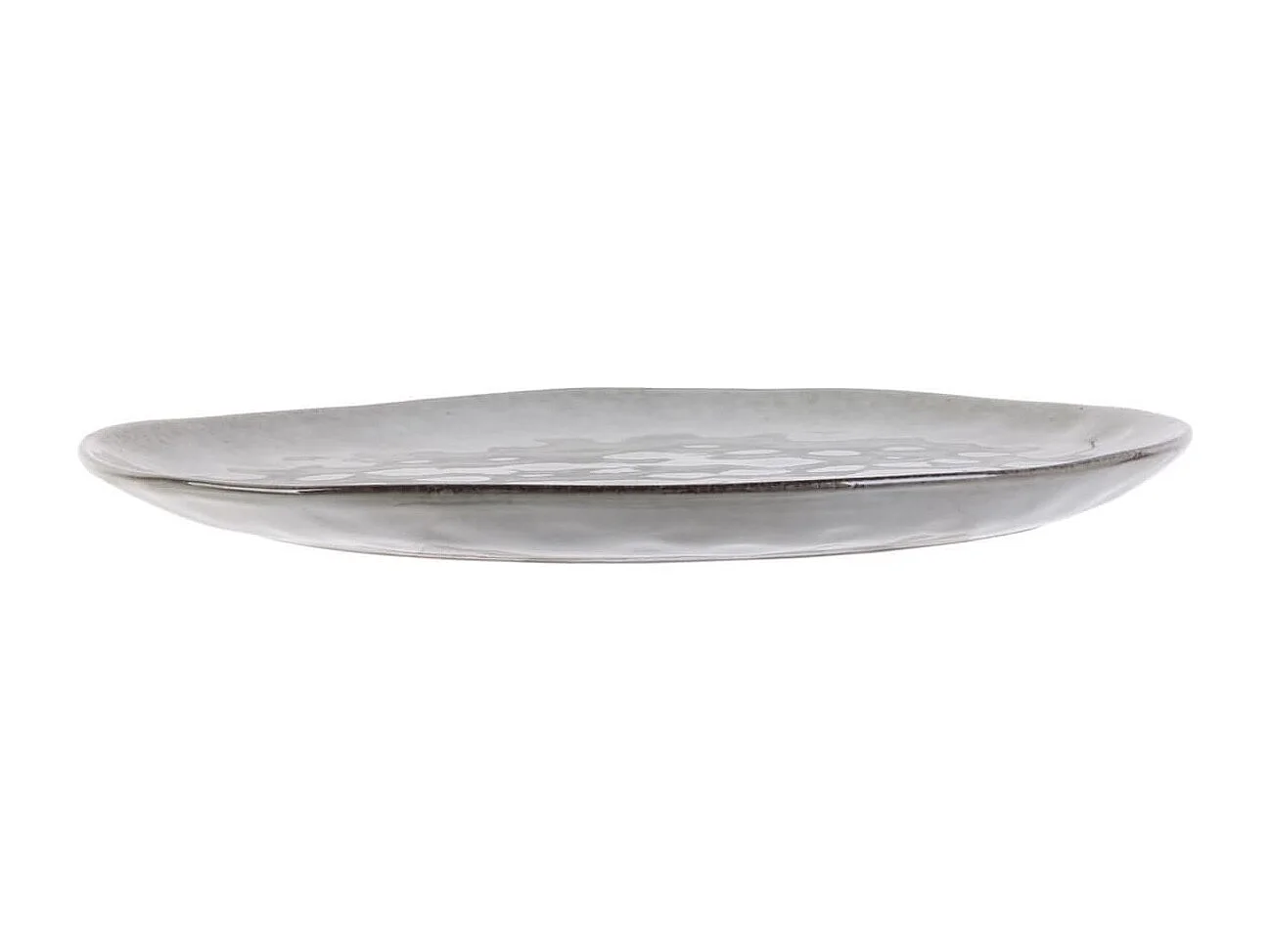 Set de 6 assiettes plates galet en céramique au grés du temps gris (27.5x23cm) - GALET