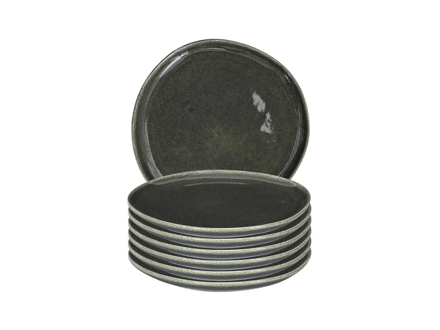 Set de 6 assiettes à dessert en céramique au grés du temps vert (Ø21cm) - MAKA