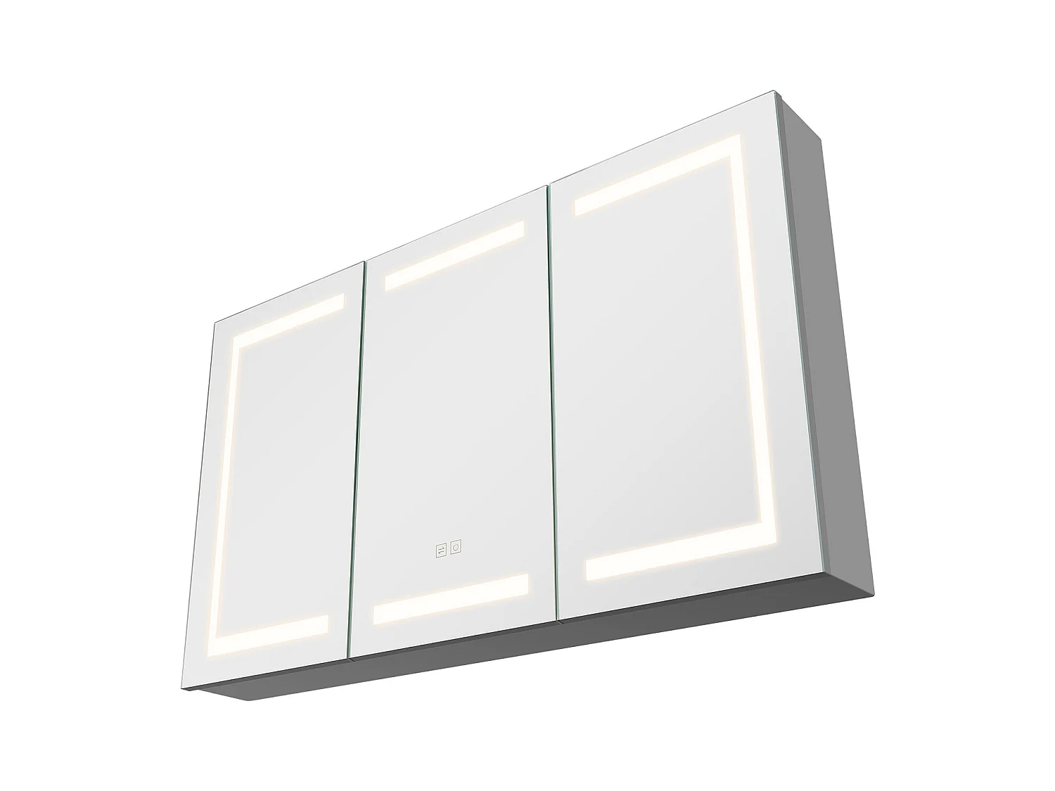 Wandschrank für Badezimmer SucceBuy Spiegelschrank mit Spiegel aus Gehärtetem Glas und LED-Beleuchtung mit 3 Einstellbaren Farben und Dimmfunktion, 100 x 60 cm