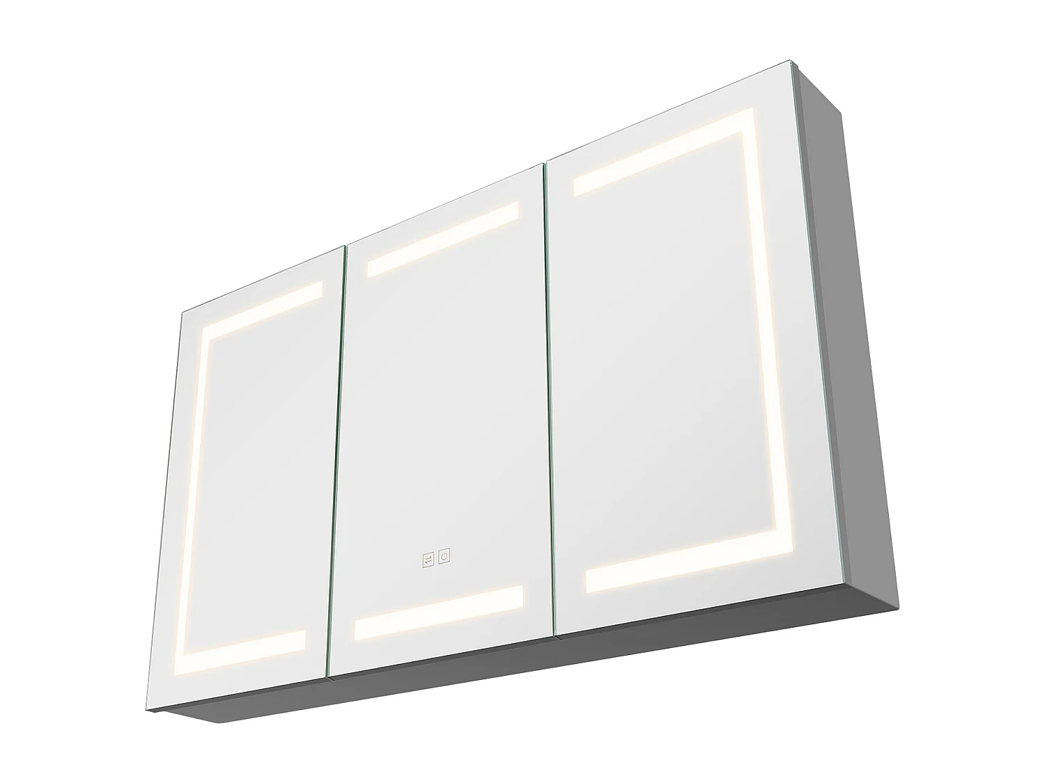 Wandschrank für Badezimmer SucceBuy Spiegelschrank mit Spiegel aus Gehärtetem Glas und LED-Beleuchtung mit 3 Einstellbaren Farben und Dimmfunktion, 100 x 60 cm