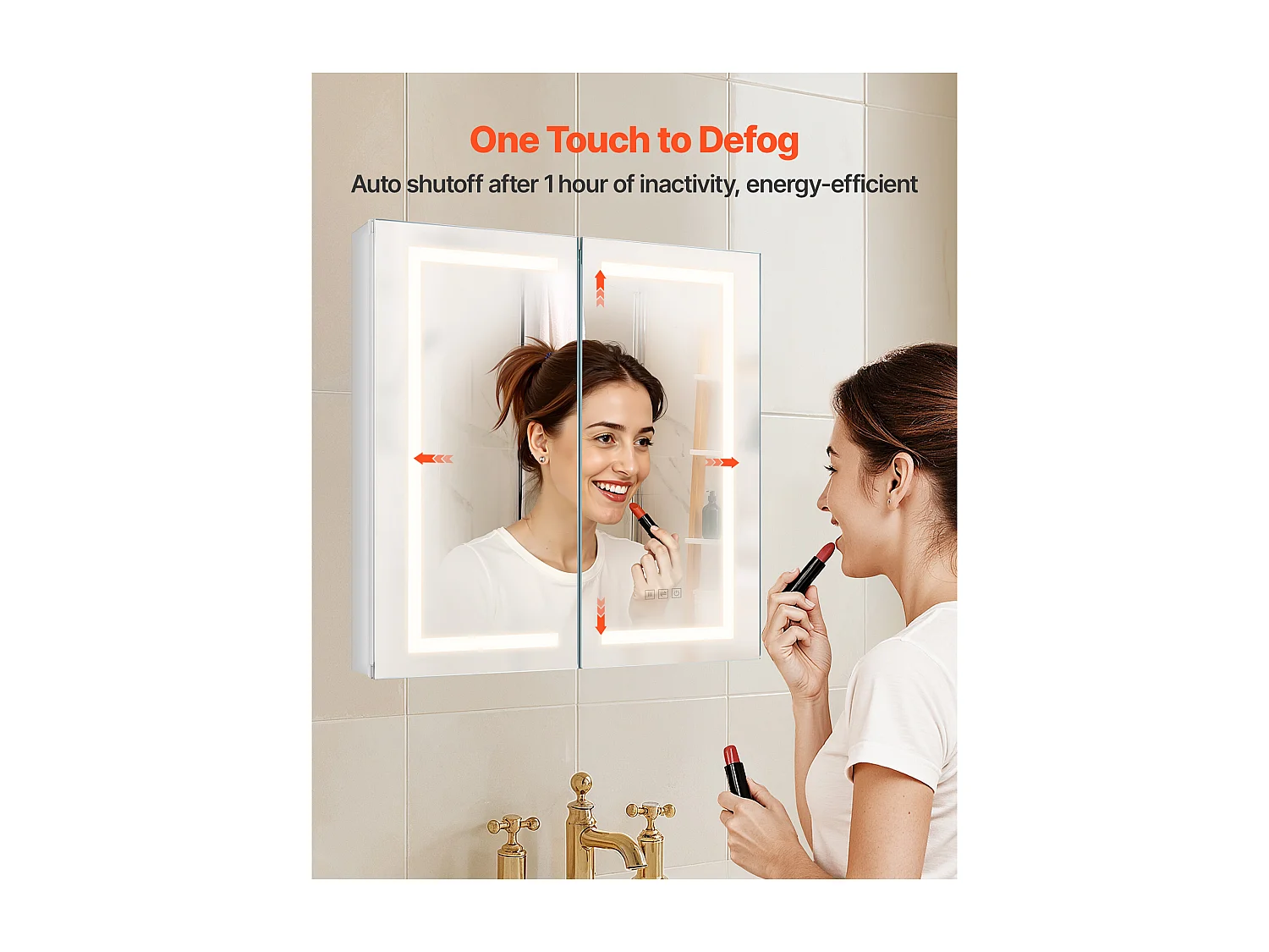 Armoire Murale Salle de Bain SucceBuy Armoire de Toilette avec Miroir HD et LED 3 Couleurs à Intensité Variable, Fonction de Désembuage à Mémoire, 65x65 cm