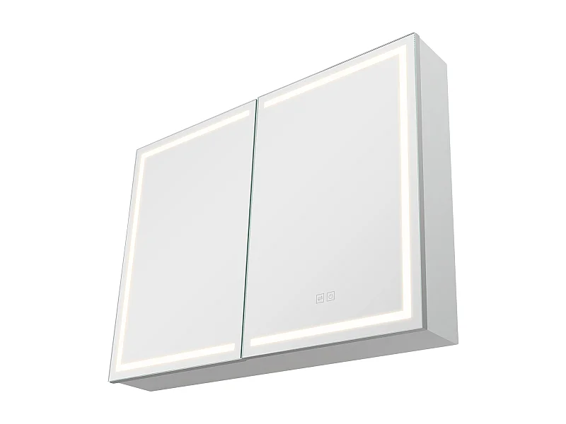 Armadio da Parete per Bagno SucceBuy Armadietto da Bagno con Specchio HD e LED a 3 Colori con Intensità Regolabile, Prese e Porte USB, 60x80 cm