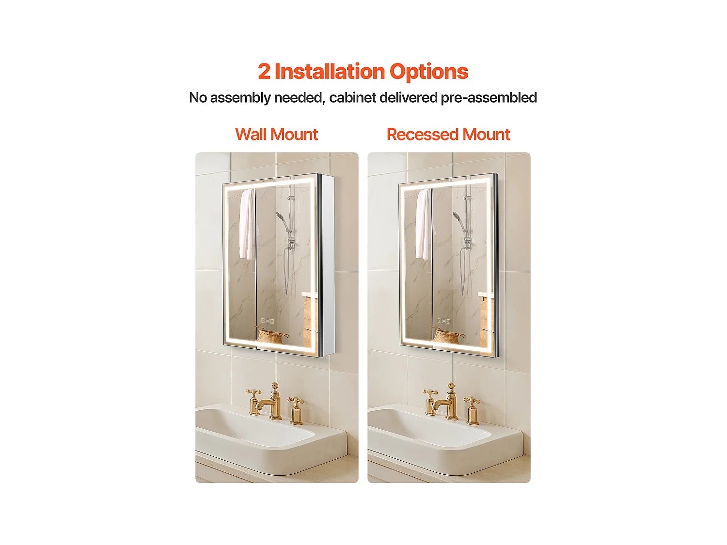 Armoire Murale Salle de Bain SucceBuy Armoire de Toilette avec Miroir et LED 3 Couleurs à Intensité Variable, Fonction de Désembuage à Mémoire, 50x70 cm