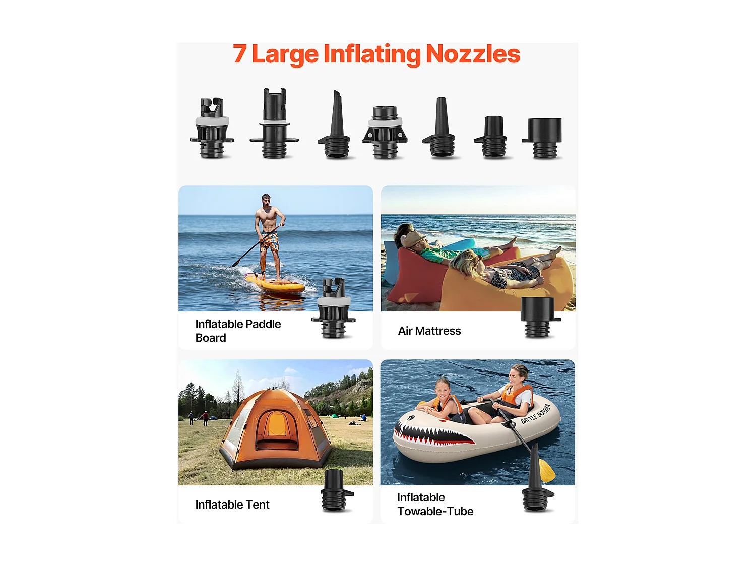 Pompe à Air Électrique pour Paddle Haute Pression SucceBuy Gonfleur Rechargeable à Deux Étages pour SUP avec Arrêt Automatique, Fonction de Dégonflage, 20 psi