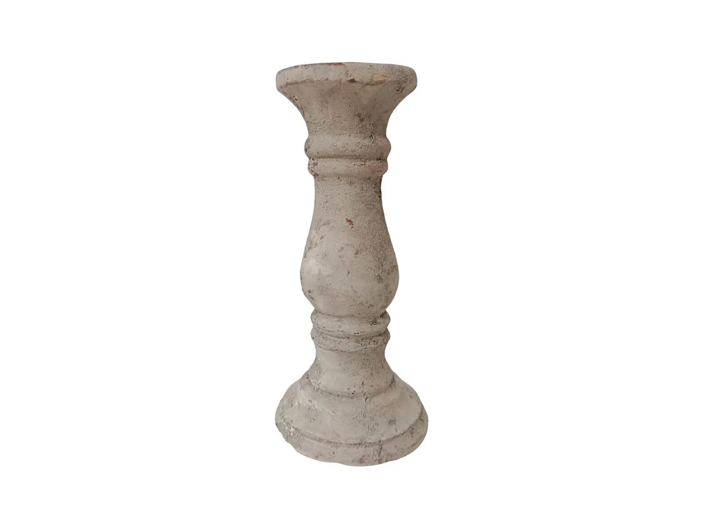 Bougeoir chandelier photophore ancien ciment vieilli gris marron 16cm