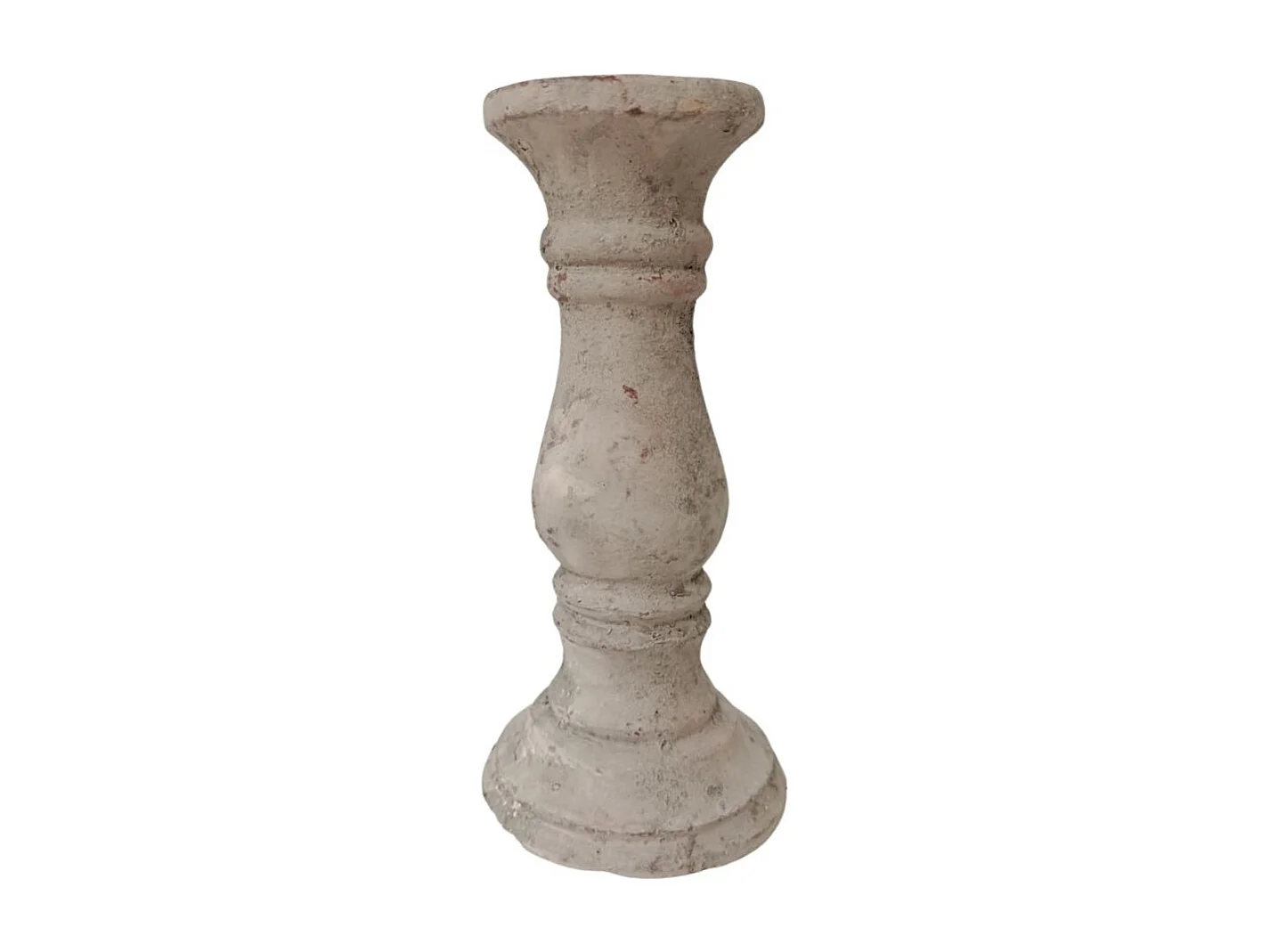 Bougeoir chandelier photophore ancien ciment vieilli gris marron 16cm