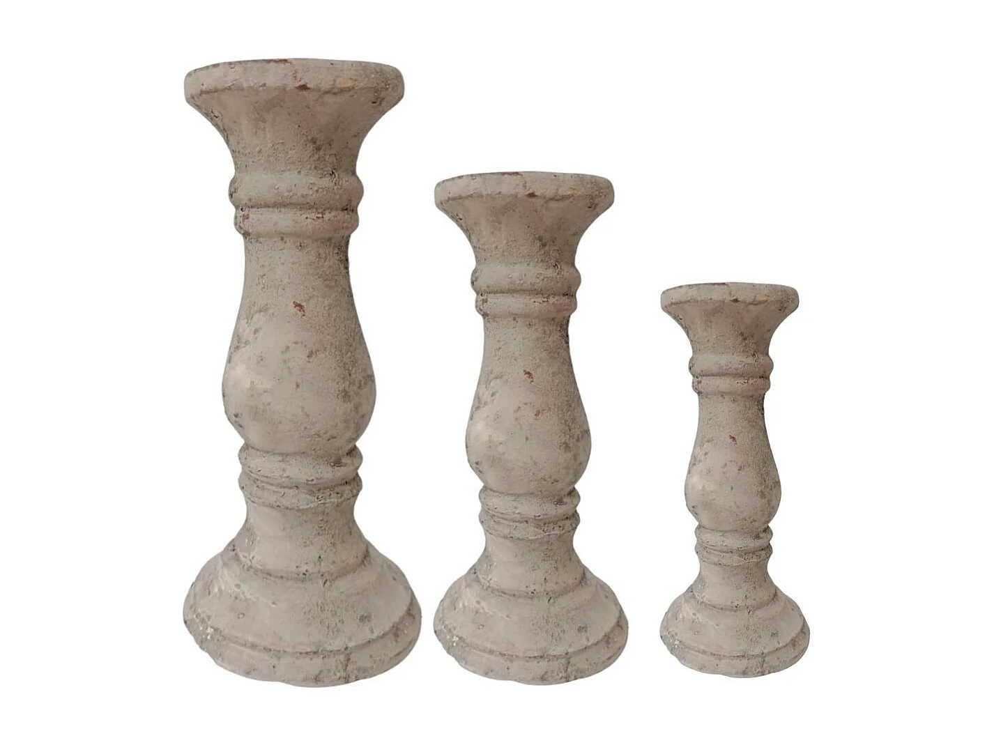 Bougeoir chandelier photophore ancien ciment vieilli gris marron 25cm