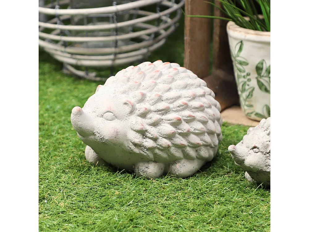 Statue statuette sculpture animaux hérisson déco jardin béton gris 21cm