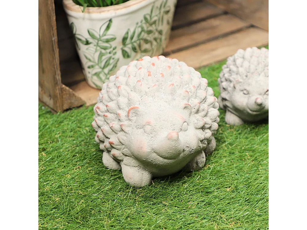 Statue statuette sculpture animaux hérisson déco jardin béton gris 21cm