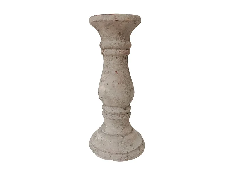 Bougeoir chandelier photophore ancien ciment vieilli gris marron 20cm