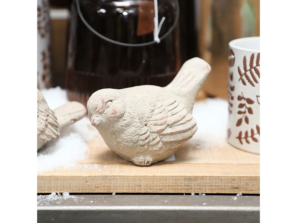 Statue statuette sculpture pierre oiseau déco jardin béton gris 14cm