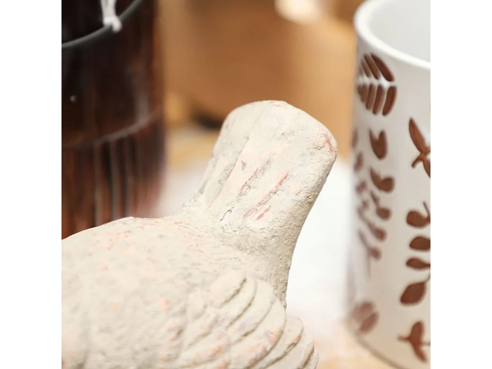 Statue statuette sculpture pierre oiseau déco jardin béton gris 14cm