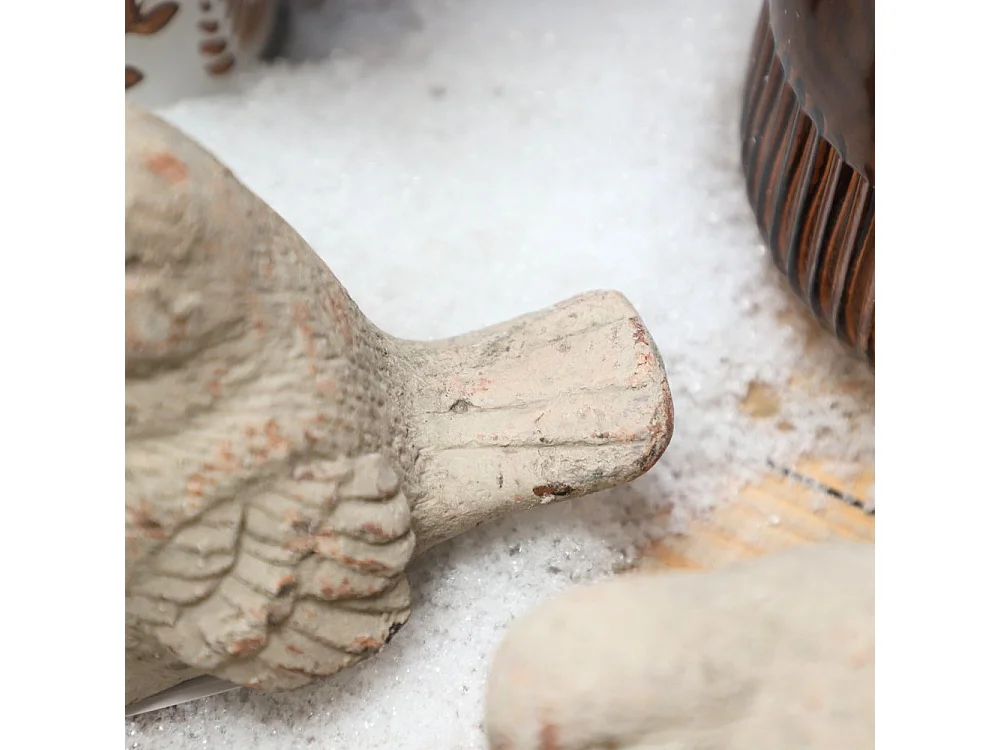 Statue statuette sculpture pierre oiseau déco jardin béton gris 14cm