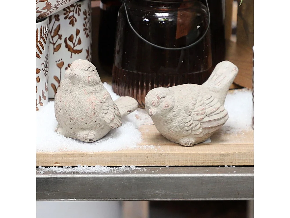 Statue statuette sculpture pierre oiseau déco jardin béton gris 14cm