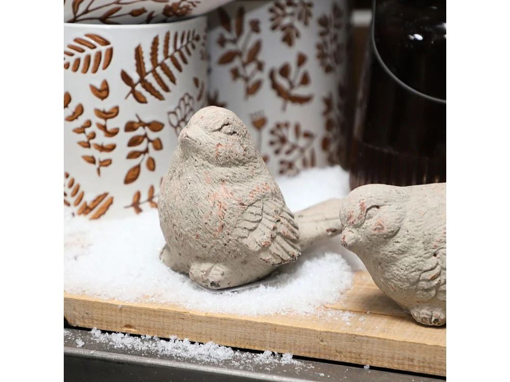 Statue statuette sculpture pierre oiseau déco jardin béton gris 14cm