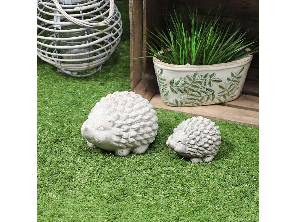 Statue statuette sculpture animaux hérisson déco jardin béton gris 15cm