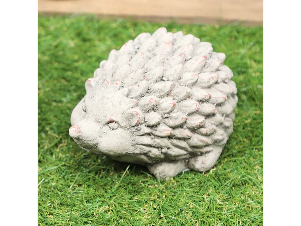 Statue statuette sculpture animaux hérisson déco jardin béton gris 15cm