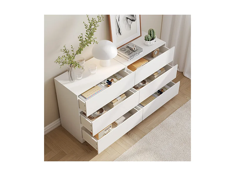 Commode 3 Tiroirs - avec mécanisme de fermeture en douceur - meuble de rangement - 70x40x73cm