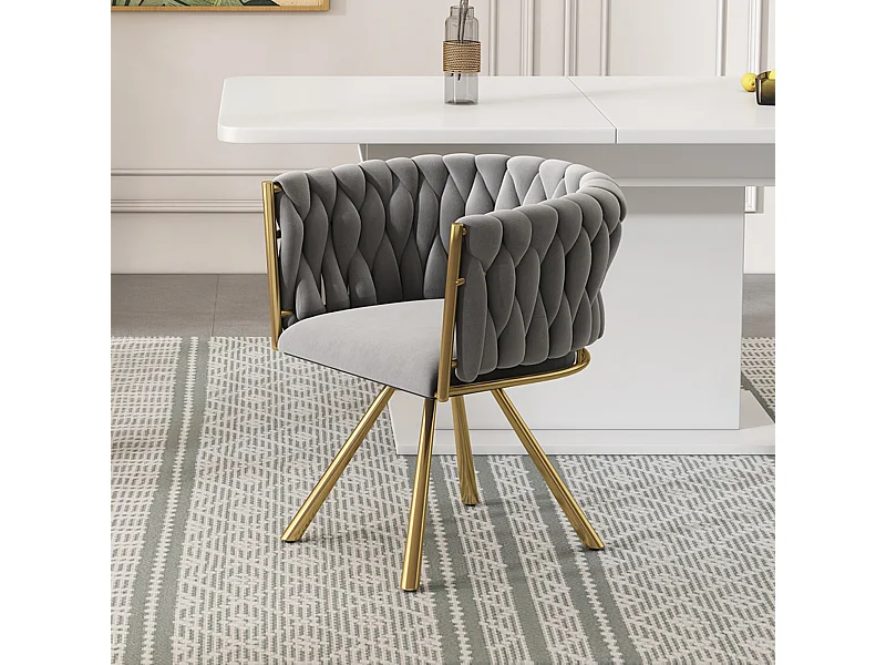 Chaise de salle à manger - 59 x 54 x 72 cm - chaise pivotante de luxe - velours - gris + or