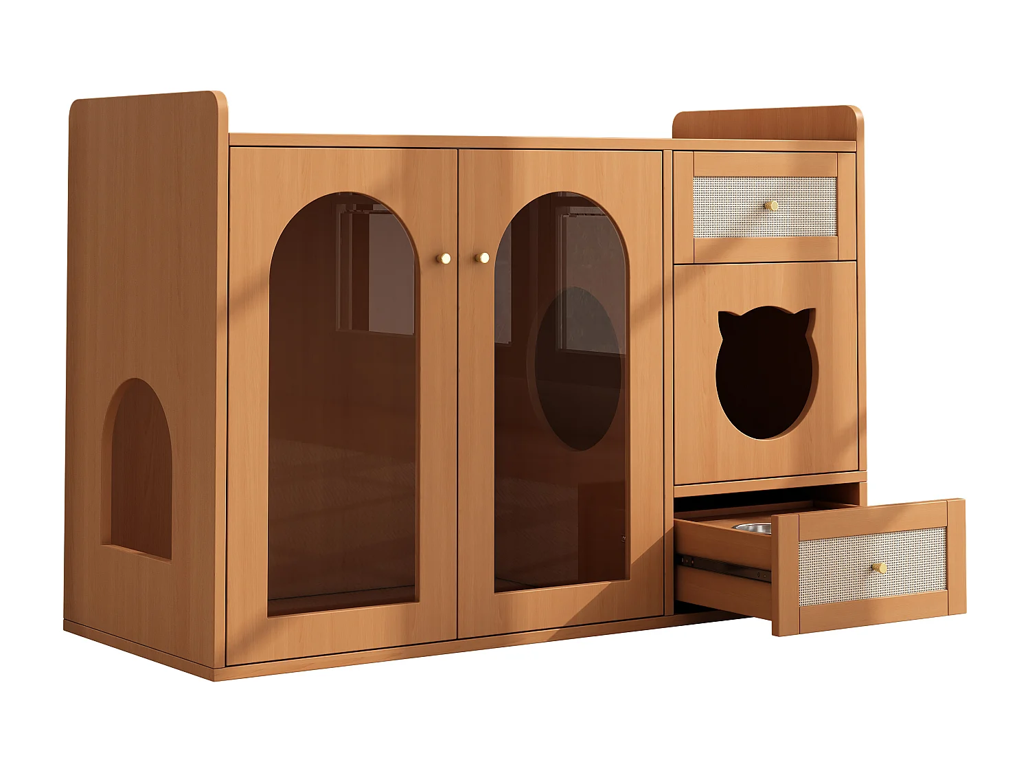 Buffet 5 en 1 - 120 x 45 x 83 cm - avec 2 tiroir + 2 portes - MDF - naturel