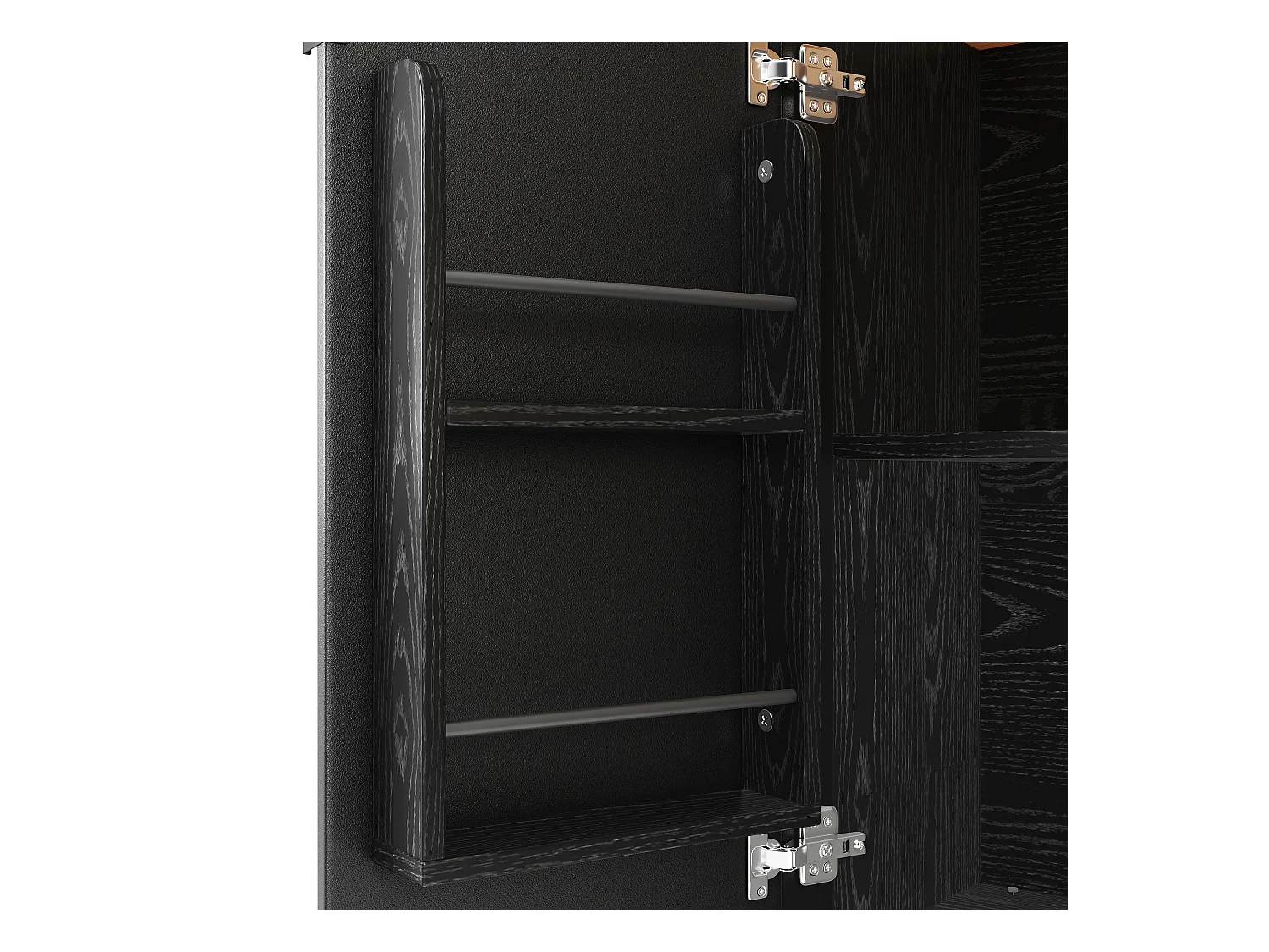 Îlot central à roulettes - 130 x 45/75 x 92 cm - desserte extensible + 3 portes - MDF - noir