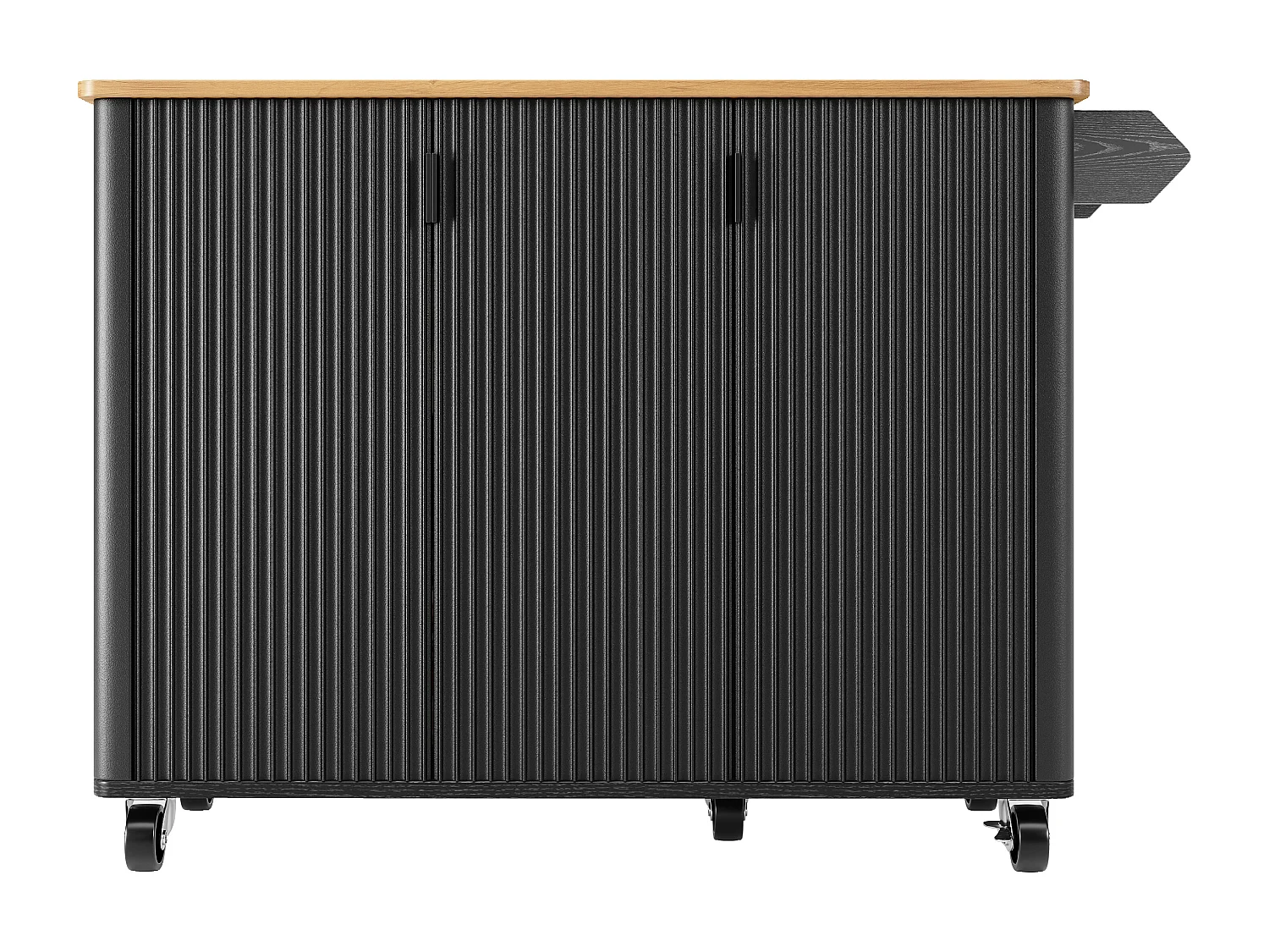 Îlot central à roulettes - 130 x 45/75 x 92 cm - desserte extensible + 3 portes - MDF - noir