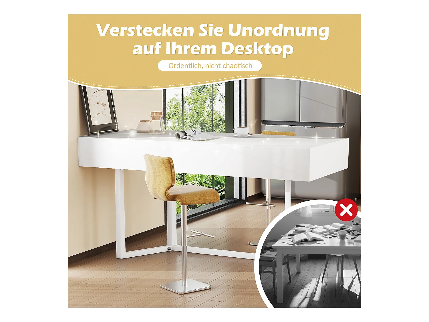 Bureau pliable - 120 x 55 x 76 cm - avec prises - design à clapet - MDF - blanc