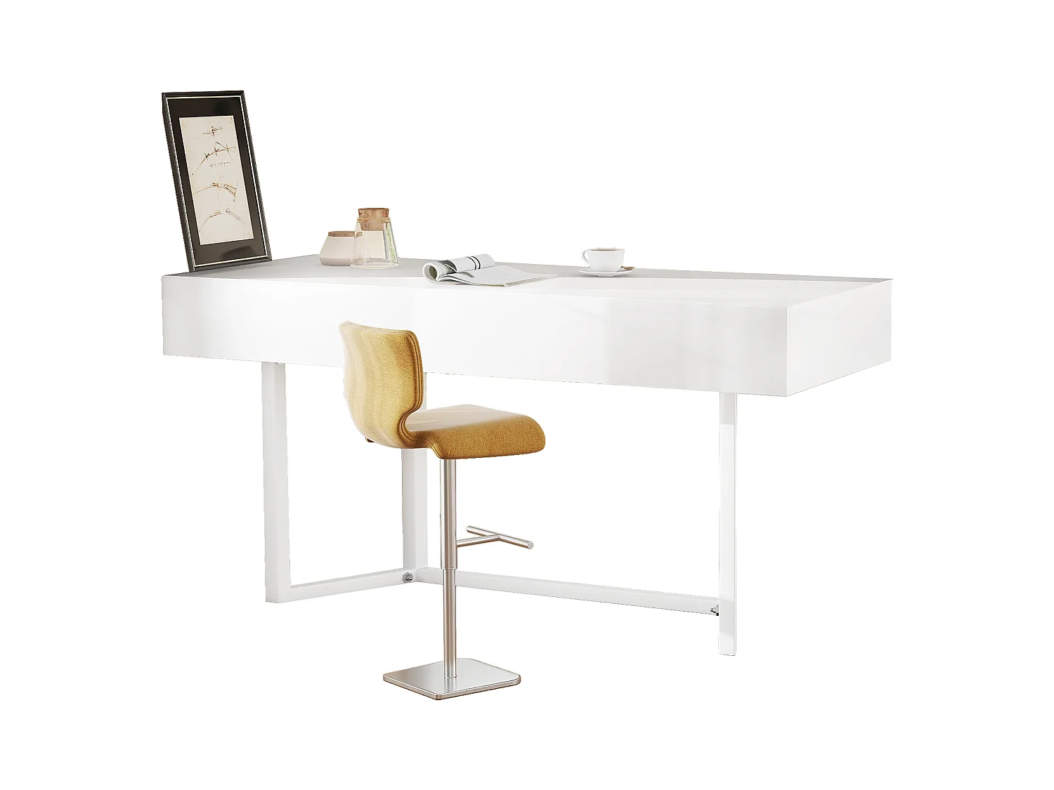 Bureau pliable - 120 x 55 x 76 cm - avec prises - design à clapet - MDF - blanc