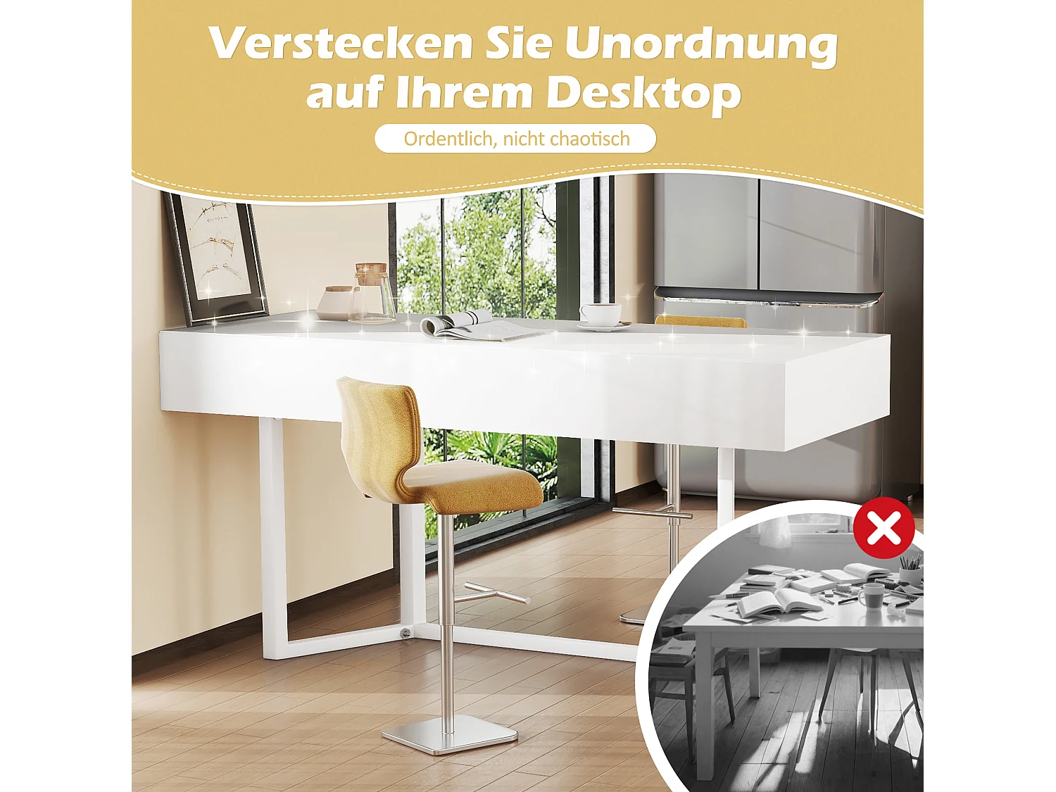 Bureau pliable - 120 x 55 x 76 cm - avec prises - design à clapet - MDF - blanc