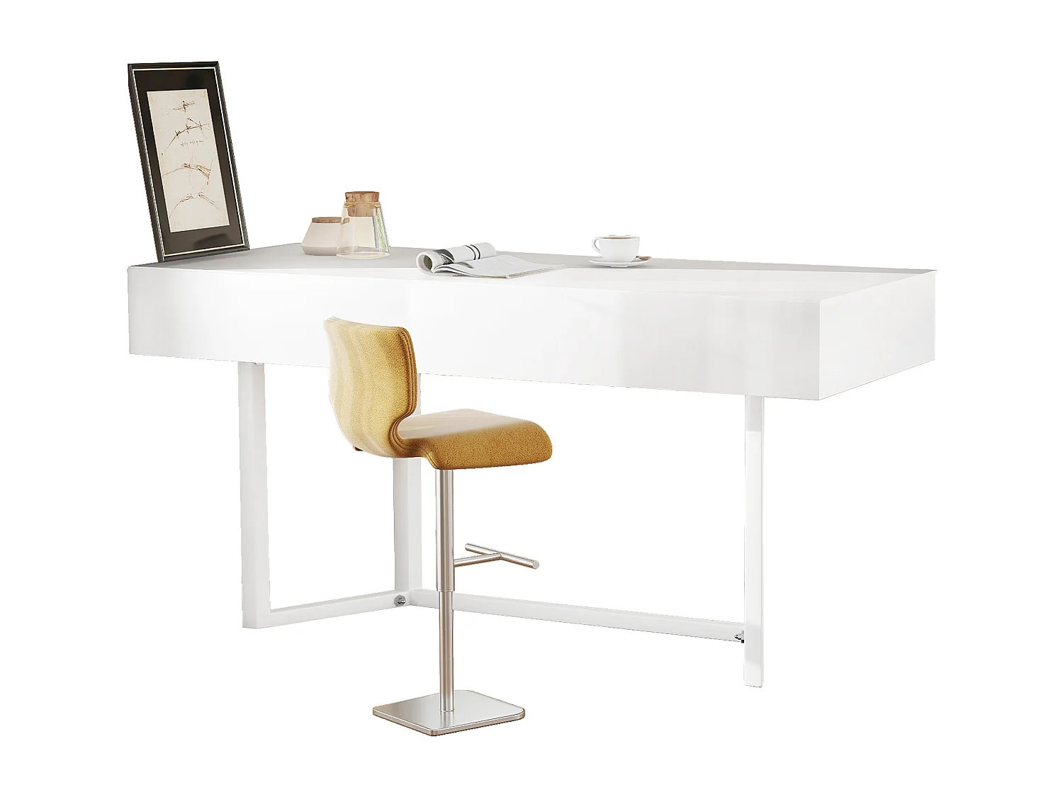 Bureau pliable - 120 x 55 x 76 cm - avec prises - design à clapet - MDF - blanc