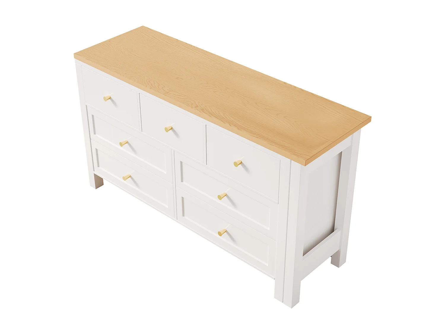 2-in-1 bureau en dressoir - 120 x 40 x 70 cm - 360° draaibaar - met 7 lades - spaanplaat - wit