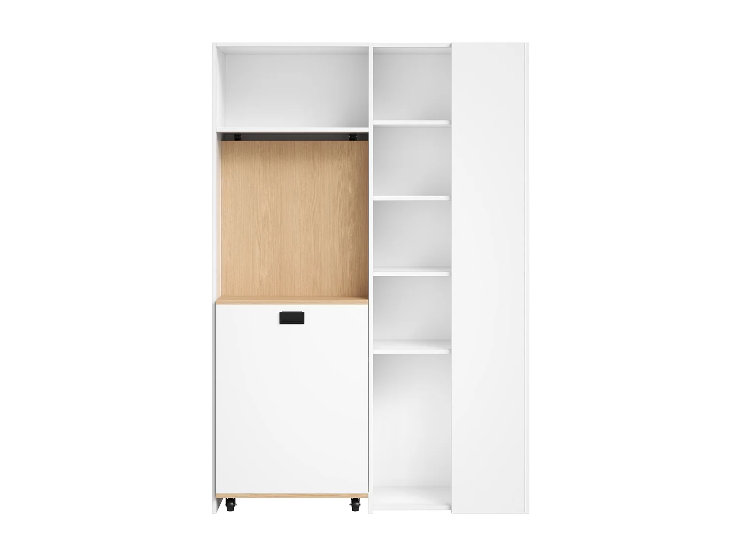 Bureau pliant avec étagères + USB - 104 x 30.5 x 160 cm - Bibliothèque et bureau 2 en 1 - MDF - blanc
