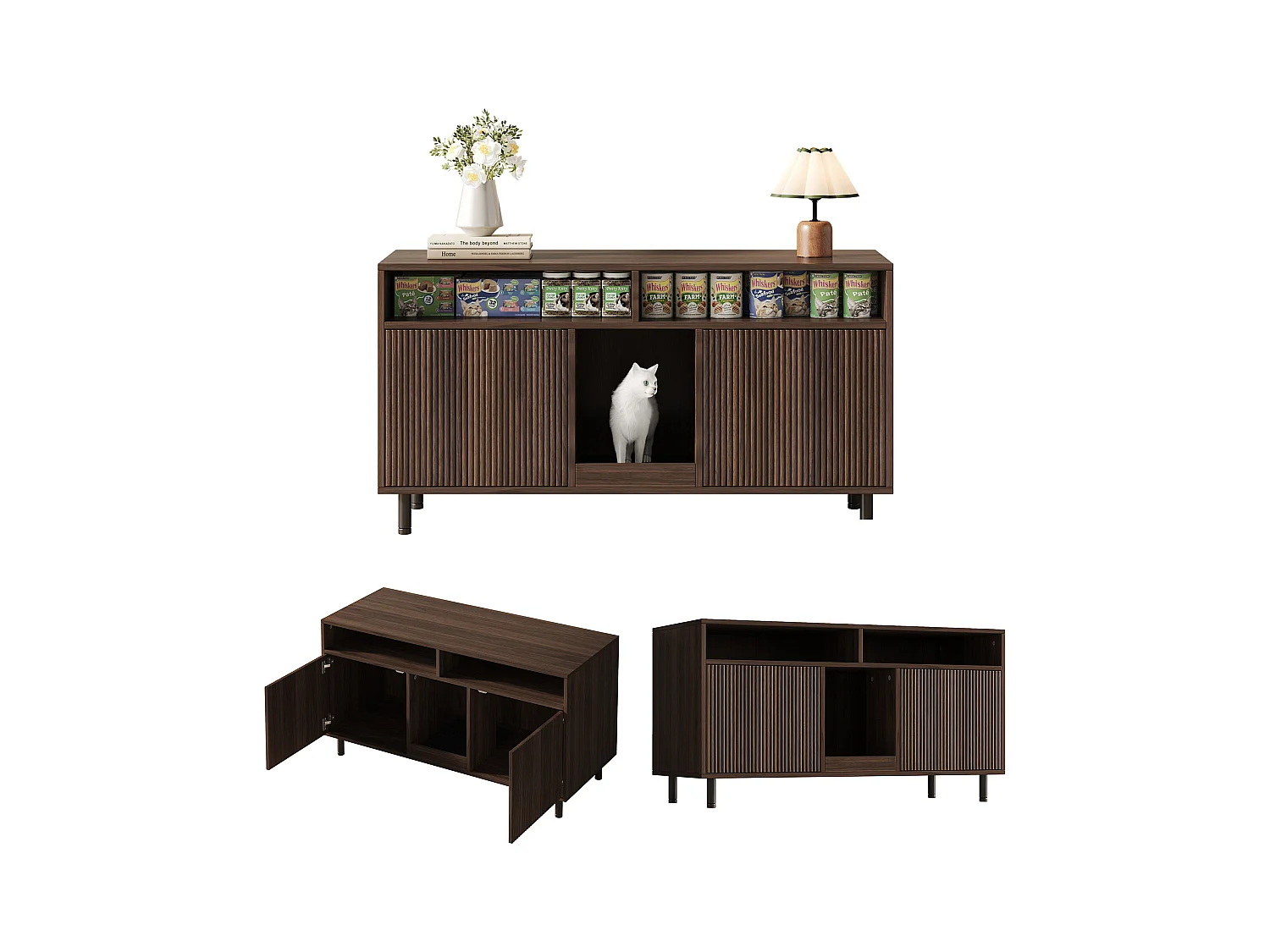 Buffet moderne - 120 x 50 x 66 cm - avec tapis de récupération de sable + 2 portes - MDF - naturel
