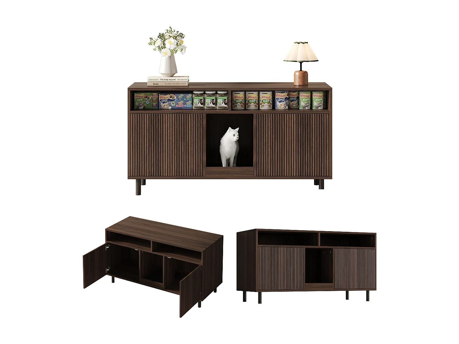 Nowoczesna komoda - 120 x 50 x 66 cm - z matą odzyskującą piasek + 2 drzwi - MDF - naturalny