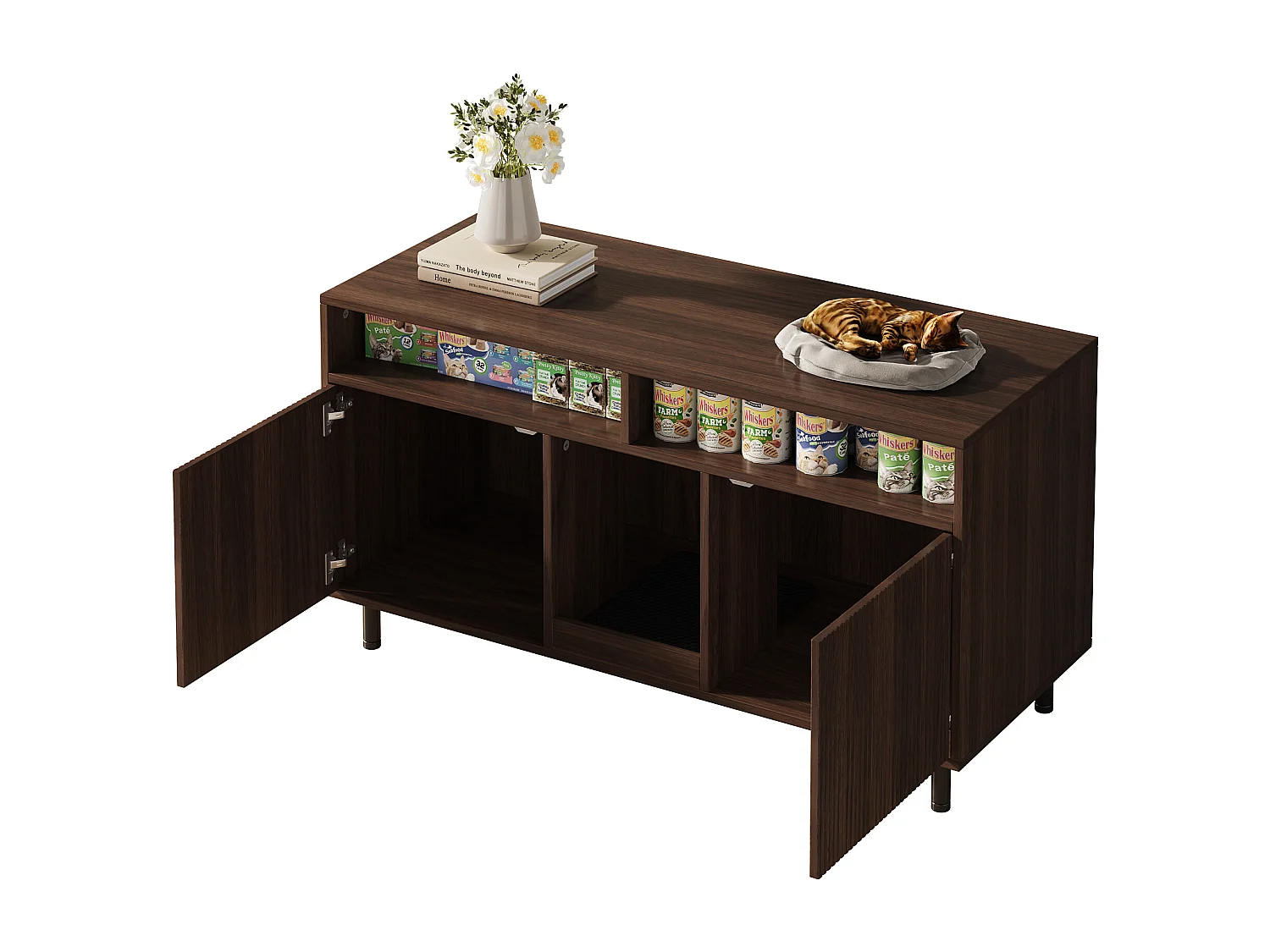 Nowoczesna komoda - 120 x 50 x 66 cm - z matą odzyskującą piasek + 2 drzwi - MDF - naturalny