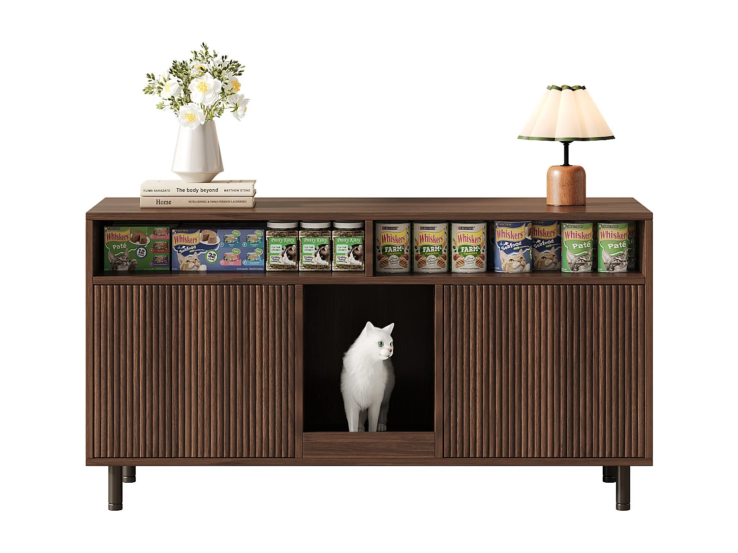 Nowoczesna komoda - 120 x 50 x 66 cm - z matą odzyskującą piasek + 2 drzwi - MDF - naturalny