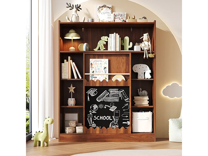 Libreria con tavolo da disegno - 120 x 38,5 x 151,5 - con ante scorrevoli - MDF - naturale