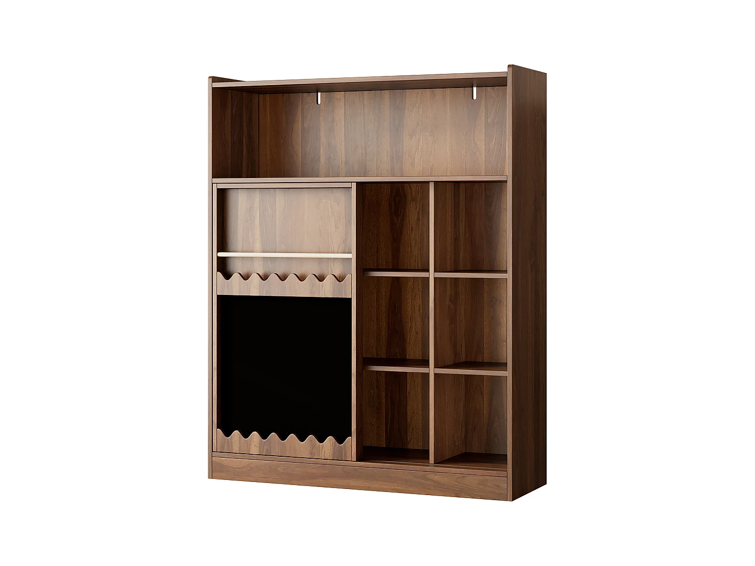 Bibliothèque avec planche à dessin - 120 x 38.5 x 151.5 - avec porte coulissantes - MDF - naturel