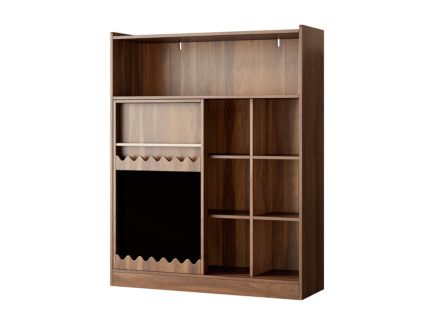 Bibliothèque avec planche à dessin - 120 x 38.5 x 151.5 - avec porte coulissantes - MDF - naturel