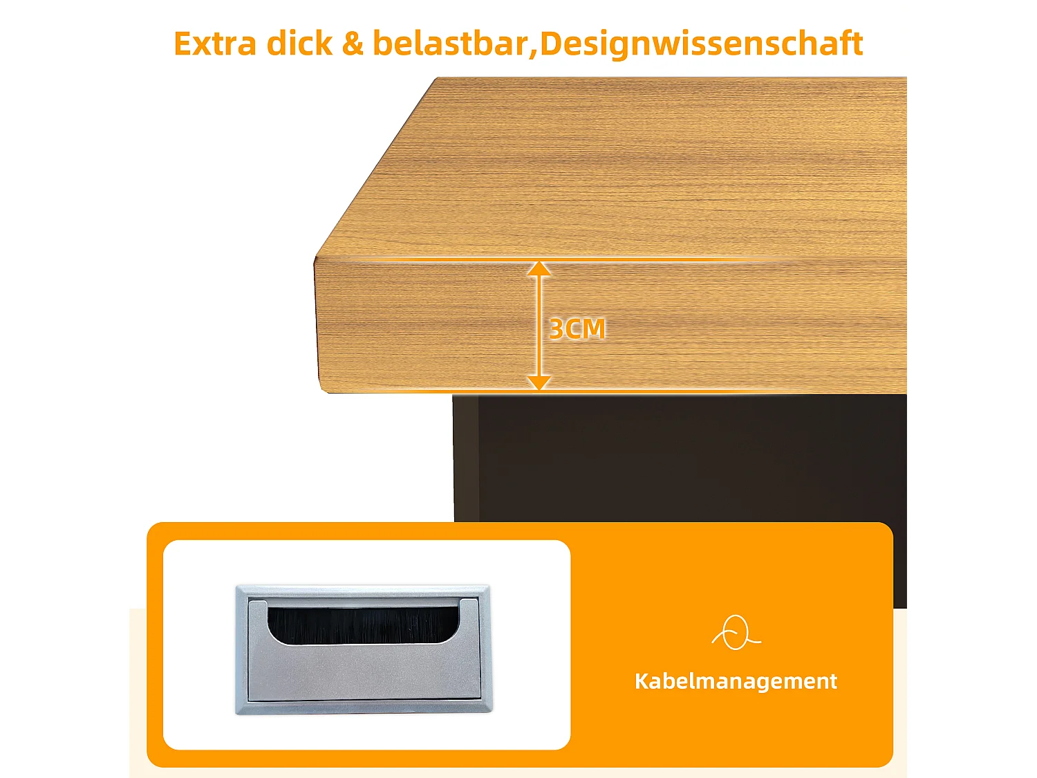 Bureau avec niche intégrée - 120 x 50 x 75 cm - en L ou droite - avec 2 tiroirs - MDF - noir