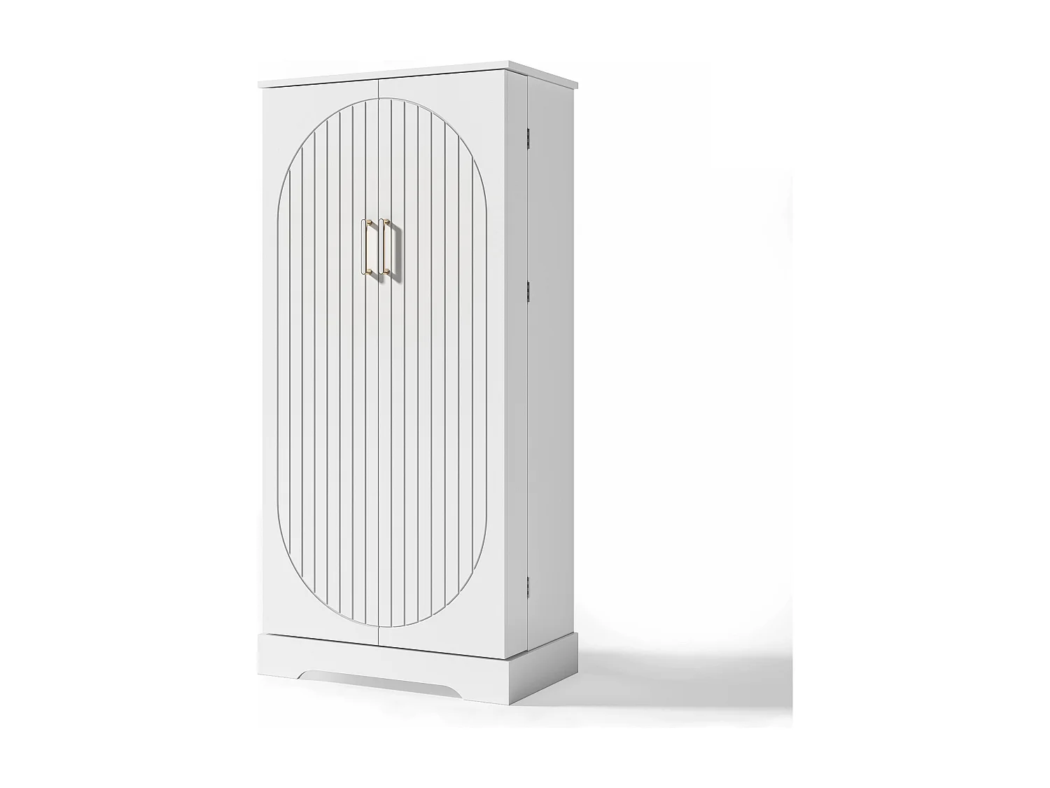 Aparador de cozinha - 60 x 35 x 128 cm - com LEDs + prateleiras reguláveis + 2 portas com arrumação - MDF - branco