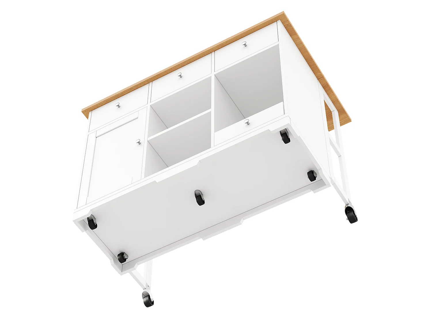 Keukeneiland - 120 x 70 x 90 cm - met 3 laden + 1 deur + eetgedeelte - MDF - wit